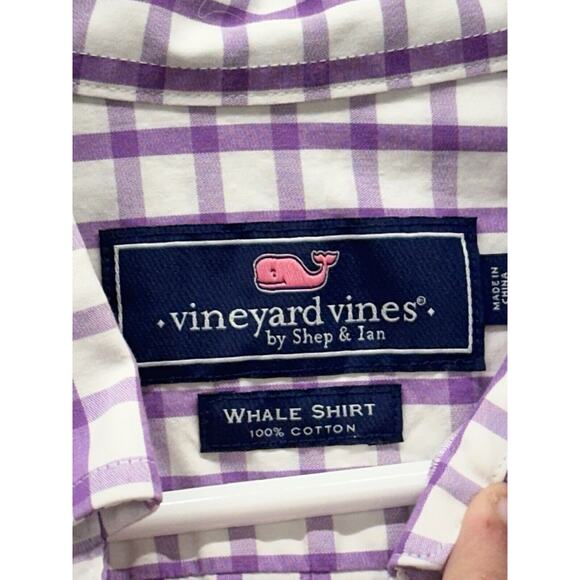 Vineyard Vines Whale Shirt Mens Size Small Long Sleeve Purple Plaid Pastel S - Picture 2 of 7
